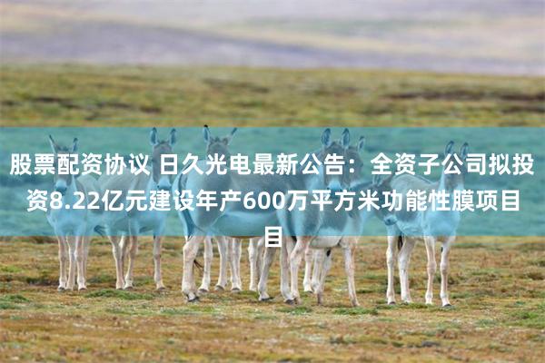 股票配资协议 日久光电最新公告：全资子公司拟投资8.22亿元建设年产600万平方米功能性膜项目