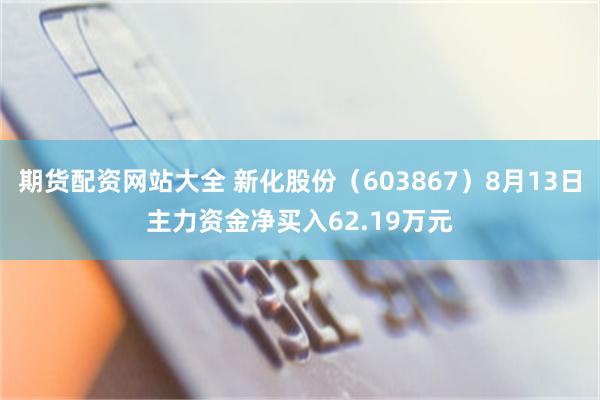 期货配资网站大全 新化股份（603867）8月13日主力资金净买入62.19万元