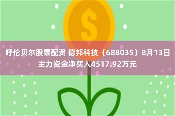 呼伦贝尔股票配资 德邦科技（688035）8月13日主力资金净买入4517.92万元