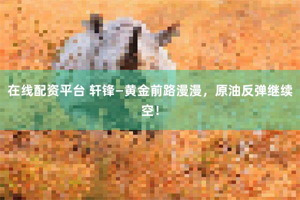 在线配资平台 轩锋—黄金前路漫漫,原油反弹继续空!