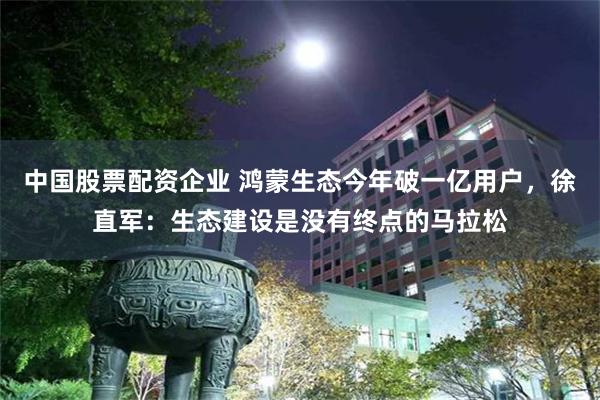 中国股票配资企业 鸿蒙生态今年破一亿用户,徐直军:生态建设是没有终点的马拉松