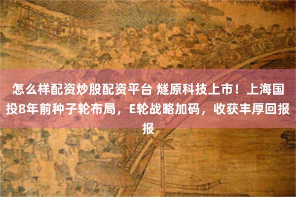 怎么样配资炒股配资平台 燧原科技上市！上海国投8年前种子轮布局，E轮战略加码，收获丰厚回报