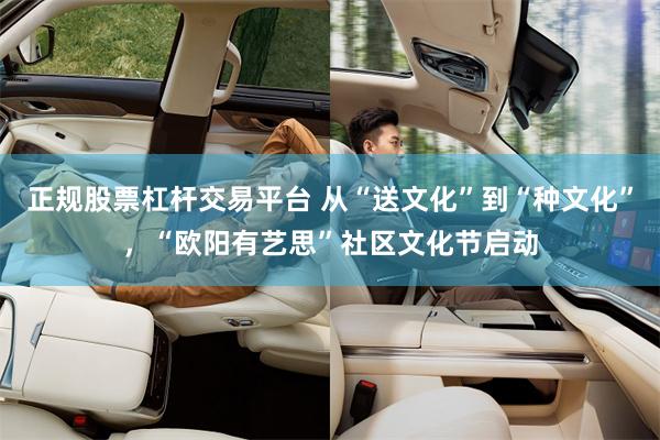 正规股票杠杆交易平台 从“送文化”到“种文化”，“欧阳有艺思”社区文化节启动